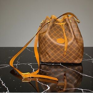 Rare Bally Leather Drawstring Bucket Bag